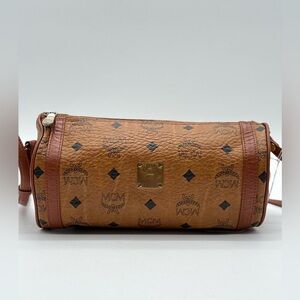 MCM Cognac Visetos Barrel Crossbody